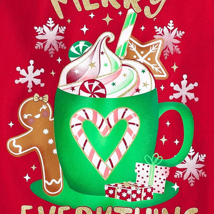 The Children's Place Girls' All Holidays Long Sleeve Graphic T-Shirts,multipacks, Xmas Cat/Xmas Merry 2-Pack, X-Large
