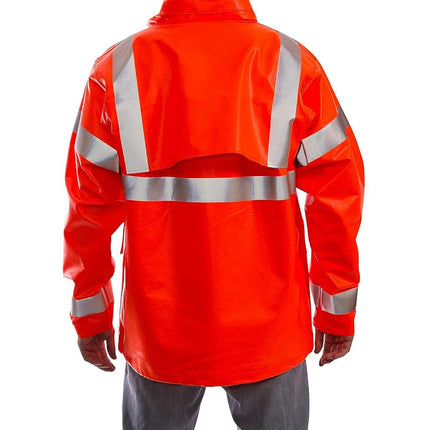 Eclipse J44129.3X ANSI 107 Class 3 Jacket with 2" Silver Reflective Tape, Size 3X, Fluorescent Orange