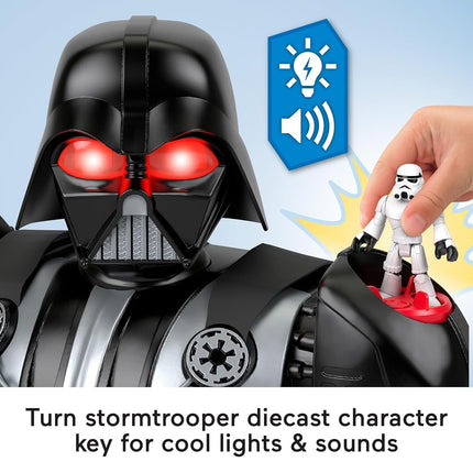 Fisher-Price Imaginext STAR WARS Darth Vader Bot 2+ Ft Tall Toy, Lights Sounds & Stormtrooper Metal Character Key for Kids Ages 3+ Years, HXG51
