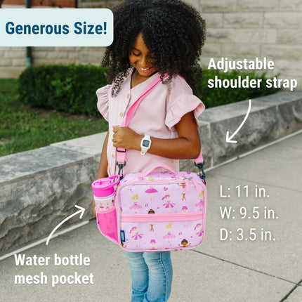 Wildkin Kids ECO rPET Insulated Lunch Box – Keeps Food Hot or Cold, Easy-Clean Lining, Mesh Pockets & BPA-Free – Boys & Girls, Ideal for School, Travel & Daycare – Ballerina