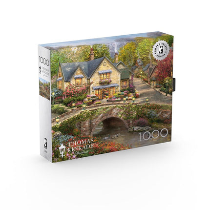 Buffalo Games - Silver Select - Thomas Kinkade - Summer in Cobblestone Village - 1000 Piece Jigsaw Puzzle for Adults -Challenging Puzzle Perfect for Game Nights - Finished Size is 26.75 x 19.75