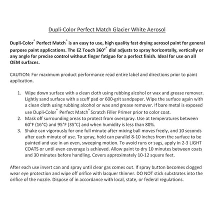 Dupli-Color BSU1344 Exact Match Touch-Up Paint - 8 fl. oz., Glacier White