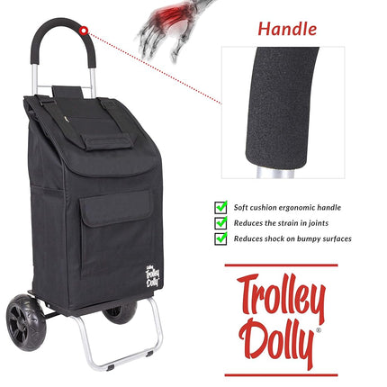 dbestproducts Shopping Grocery Foldable Cart, Polyester, Black, Bigger