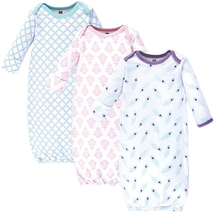 Hudson Baby Baby-Girls Cotton Gowns, Peacock Feathers, 0-6 Months