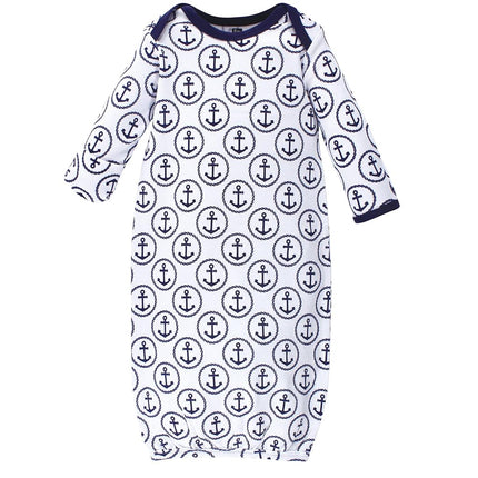 Hudson Baby Baby-Girls Cotton Gowns, Whales Anchor, Preemie-Newborn