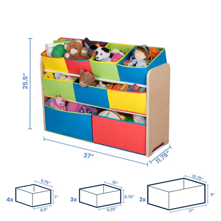 Delta Children Deluxe 9-Bin Toy Storage Organizer - Greenguard Gold Certified, Natural/Primary