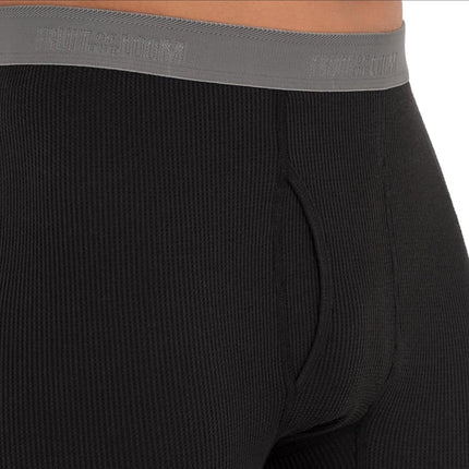 Fruit of the Loom Men's Recycled Premium Waffle Thermal Underwear Long Johns Bottom (1, 2, 3, and 4 Packs) Pajama, Black/Navy, Small (Pack of 2)