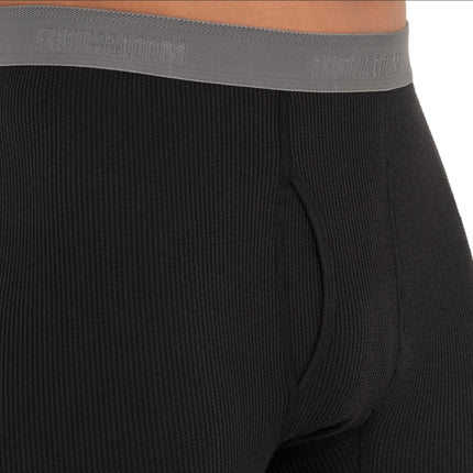 Fruit of the Loom Men's Recycled Premium Waffle Thermal Underwear Long Johns Bottom (1, 2, 3, and 4 Packs) Pajama, Black/Navy, 5X-Large (Pack of 2)