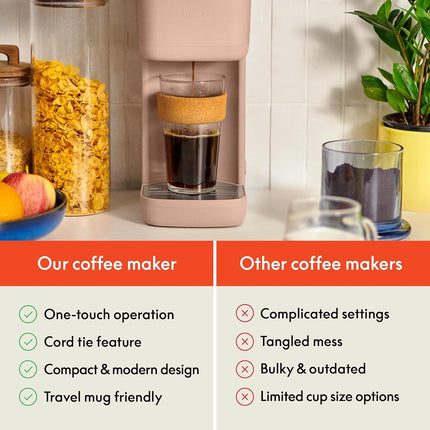 Bella - Cafetière monodose, compatible avec les dosettes K-Cup et le café moulu, avec accessoires amovibles, réglables, à arrêt automatique et réutilisables lavables au lave-vaisselle, pour des préparations de 17 cl à