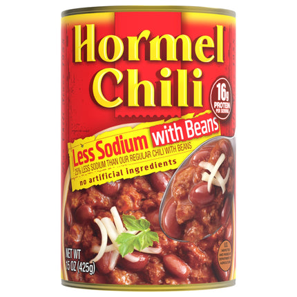 HORMEL Chili With Beans, Less Sodium, (Pack of 12)