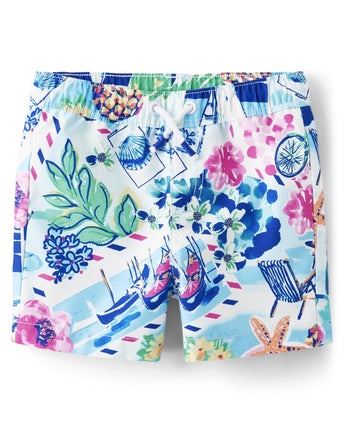 Gymboree Boys' and Toddler Swim Trunks, Navy Narro