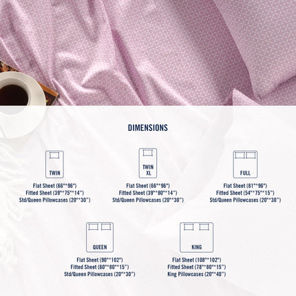 IZOD Sateen Silky 4Pc King Size Bed Sheet Set, Deep Pockets - fits Upto 17", Smooth & Buttery Feel Sheet Set, Long-Staple Soft Combed 100% Cotton Bed Sheet, Hotel Luxury Bedding - Pink Mosaic