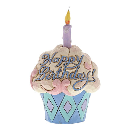 Enesco (4052066) Jim Shore Heartwood Creek Mini Birthday Cupcake Stone Resin Figurine, 3.75", Multicolor
