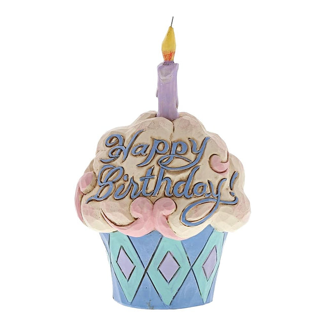 Enesco (4052066) Jim Shore Heartwood Creek Mini Birthday Cupcake Stone Resin Figurine, 3.75", Multicolor