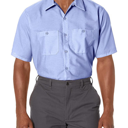 Red Kap Men's Industrial Work Shirt, Regular Fit, Short Sleeve Utility Button, Light Blue, XXL