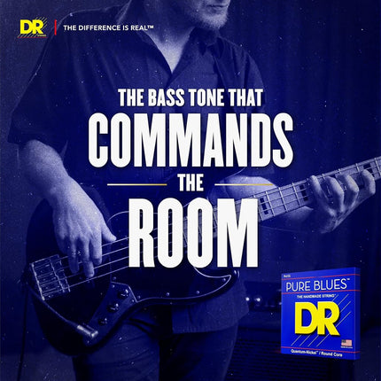 DR PB-45 Strings PURE BLUES™ - Quantum Nickel™ Bass Strings: Medium 45-105, Silver