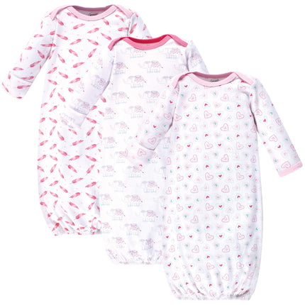 Luvable Friends Unisex Baby Cotton Gowns, Girl Ele