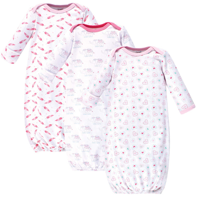 Luvable Friends Unisex Baby Cotton Gowns, Girl Ele
