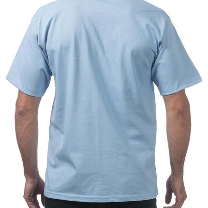 Pro Club Men's 3-Pack Heavyweight Cotton Short Sleeve Crew Neck T-Shirt, Sky Blue, 3XL