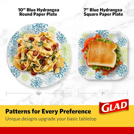 Glad Round Disposable Paper Plates for All Occasions | New & Improved Quality | Soak Proof, Cut Proof, Microwaveable Heavy Duty Disposable Plates | 10" Diameter, 50 Count Bulk Paper Plates