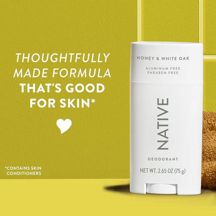 Native Deodorant Contains Naturally Derived Ingredients, 72 Hour Odor Control, Deodorant for Women and Men, Aluminum Free, Honey & White Oak 2.65oz