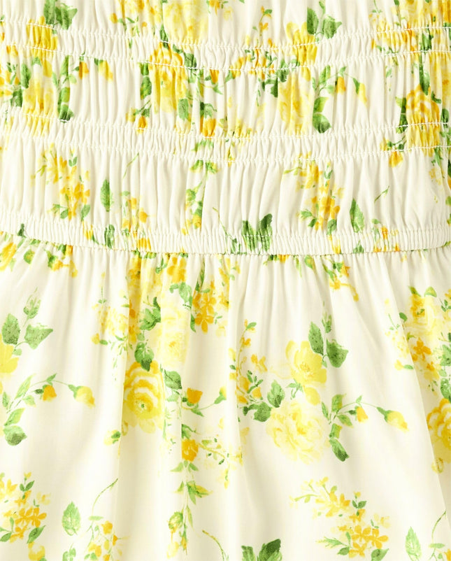 Robes d'été smockées à manches courtes The Children's Place pour filles, motif floral "Queue de lapin", taille M