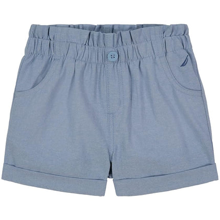 Nautica Girls' Pull-on Lightweight Shorts Casual, Chambray XLT, 3 Years