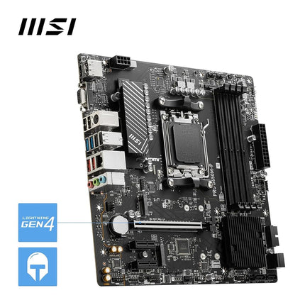 MSI PRO B650M-P Motherboard, Micro-ATX - Supports AMD Ryzen 9000/8000 / 7000 Series Processors, AM5 - DDR5 Memory Boost 6000+MHz/OC, 1 x PCIe 4.0 x16, 2 x M.2 Gen4, 2.5G LAN