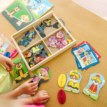 Melissa & Doug PAW Patrol Wooden Magnetic Pretend Play – 64-Piece Set with Chase, Marshall, Skye & Rubble – Mix & Match Outfits for Interactive Storytelling – Toy for Kids Age 3 Plus