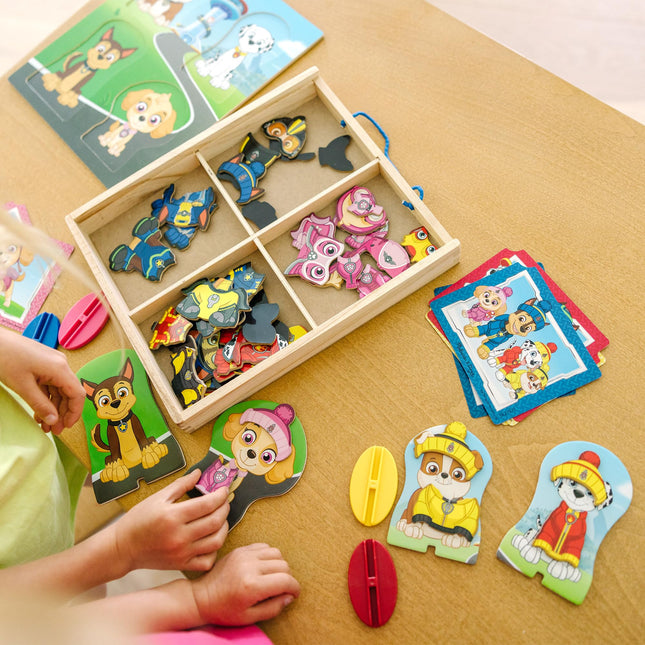 Melissa & Doug PAW Patrol Wooden Magnetic Pretend Play – 64-Piece Set with Chase, Marshall, Skye & Rubble – Mix & Match Outfits for Interactive Storytelling – Toy for Kids Age 3 Plus