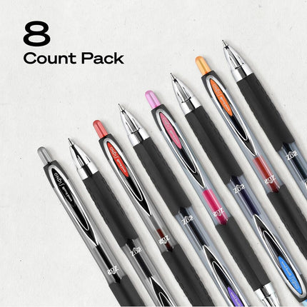 uniball Signo 207 Gel Pen, Retractable, Medium 0.7 Mm, Assorted Ink Colors, Black Barrel, 8/pack