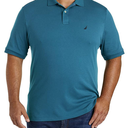 Nautica Men's Classic Fit Short Sleeve Solid Soft Cotton Polo Shirt, Cargo Blue, XXX-Large Tall
