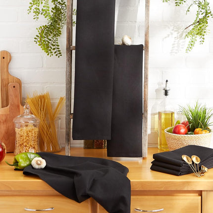 DII Cotton Flat Woven, Black, Small Set, 18x28