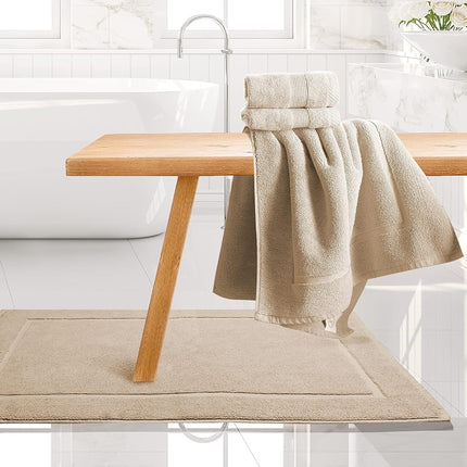 Hearth & Harbor Bath Mat Towels - 100% Ring Spun Cotton Luxury Towels - Ultra Soft & Highly Absorbent, Bathroom Towels, Floor Mat - Cream