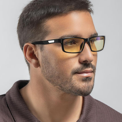 Gunnar Gaming and Computer Eyewear/Vertex, Amber Tint - Patented Lens, Reduce Digital Eye Strain, Block 65% of Harmful Blue Light
