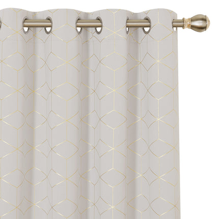 Deconovo Gold Diamond Foil Print Blackout Curtains
