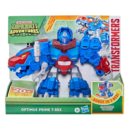 Transformers Dinobot Adventures Optimus Prime T-Rex Converting Toy with Lights and Sounds, 9+ Inch Action Figure, Ages 3 and Up