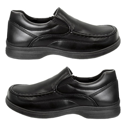 Zapatos para niños French Toast - Mocasines Oxford para uniforme escolar, zapatos de vestir de iglesia, sin cordones de piel sintética (niños pequeños a niños grandes) (negro), sin cordones negro, 12 US Niño pequeño
