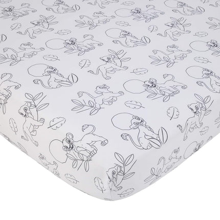Disney Lion King Leader of The Pack Black and White Super Soft Fitted Crib Sheet (7512003P)