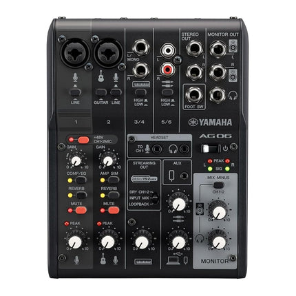Black 6-Channel Live Streaming Mixer/USB Interface