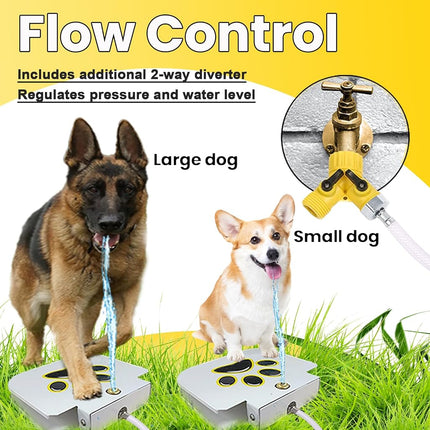Outdoor Water Fountain Step On - Upgrade Large Dog Sprinkler Drinking Dispenser Paw Waterer Activated with Stainless Steel Braided Hose