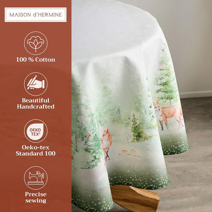 Maison d' Hermine Table Cloth Round Table Reusable 100% Cotton 63" Diameter