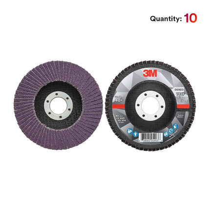 3M Flap Disc 769F, T27, High Performance Abrasive, Ceramic Precision-Shaped Grain, 40+, 4 1/2 in x 7/8 in 10 Count(Pack of 1)