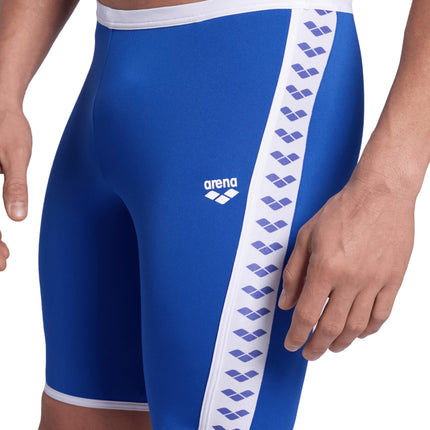 Arena Men's Performance Icons Solid Swim Jammer Trunks, Royal/White Logo, 24
