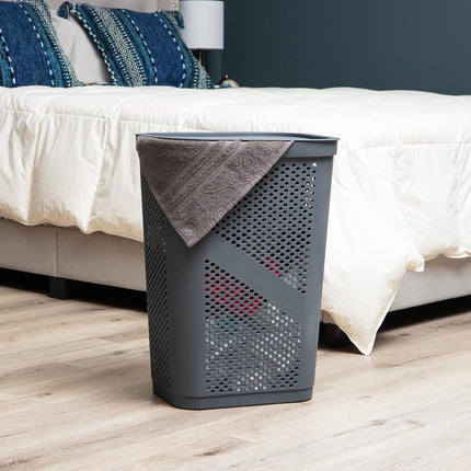 Mind Reader 60L Slim Laundry Hamper, Set of 2, Clothes Basket, Lid, Ventilated, Plastic, 17.25"L x 13.75"W x 23.5"H, Gray