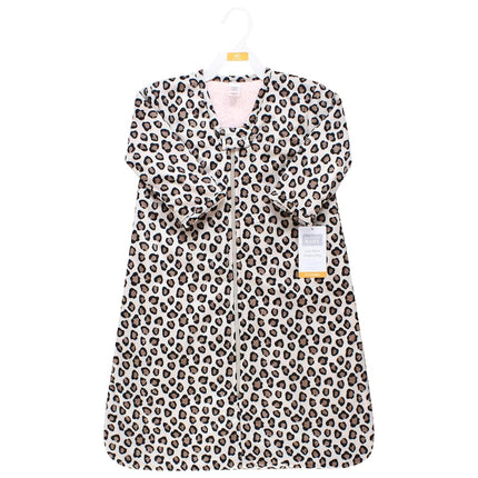 Saco de Dormir de Felpa de Manga Larga de Piel Sintética Hudson Baby Unisex, Manta Ponible, Leopardo Rosa, 6-12 Meses, Leopardo Rosa, 6-12 Meses