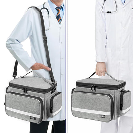 LEFOR·Z Medical Bag,First Aid Bag Empty,Home Health Nurse Bag with Detachable Divider,Medical Supplies Storage Tote for Nursing Student,Therapist,Doctors,Grey