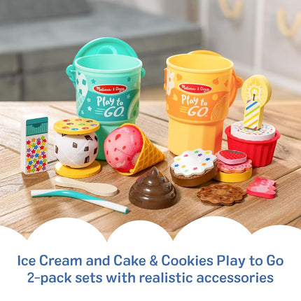 Melissa & Doug Play to Go 2-Pack: Cake and Cookies and Ice Cream, Play Food Travel Toys for Boys and Girls 3+
