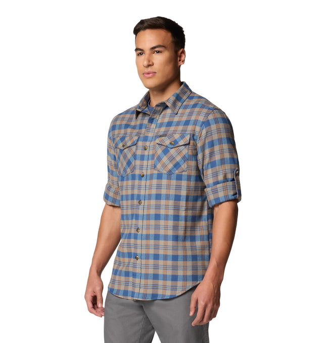 Camisa Columbia de franela de manga larga con botones y cuello enrollable Bearmouth Springs para hombre, Night Tide Plaid, S