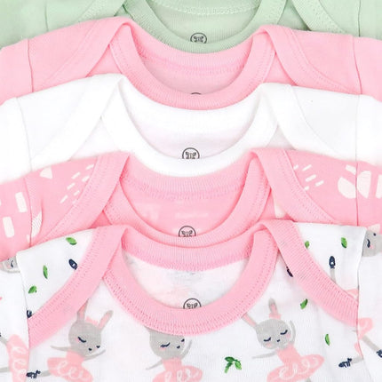 HonestBaby Baby Girls' 5-pack Long Sleeve Bodysuits One-piece 100% Organic Cotton for Infant Baby Girls', Unisex, Tutu Cute, 6-9 Months